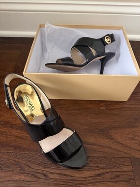 Michael Kors Black Patent Leather Slingback Stiletto Heels